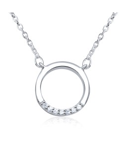 Round Loop with CZ Silver Necklace SPE-3237